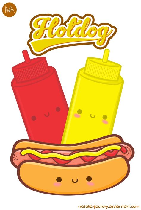 Kawaii Hot Dog by natalia-factory on DeviantArt Hot Dog Quotes, Hotdog Sandwich, Hot Dog Party, Dog Marketing, Pit Dog, Dog Bread, Dog Animation, Hot Dog Stand, Kawaii Dog