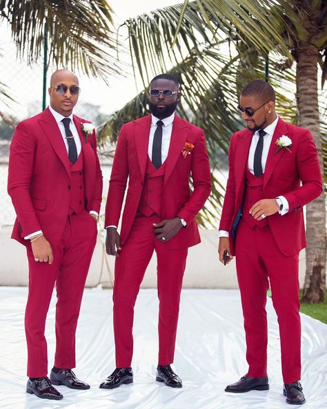 Red Suits, Groom Tuxedo Wedding, Prom Men, Groomsmen Tuxedos, Red Tuxedo, Slim Fit Coat, Groom Tuxedo, Formal Mens Fashion, Groomsmen Suits