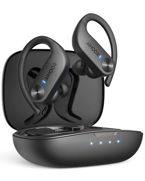 Wireless Earbuds with Earhooks for Sport, IPX7 Watherproof in Ear Bluetooth 5.1 True Wireless Headphones with USB-C Charging Case, Running Workout Earbuds for iPhone/Android Semi Open Headphones, On Ear Earphones, Open Back Headphones, Waterproof Headphones, Apple Headphone, Sony Headphones, Earbuds Case, Headphone Accessories, Music Headphones