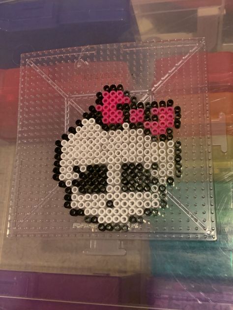 perler bead skeleton kandi Perler Beads Ideas Y2k, Perler Bead Patterns Y2k, Motley Crue Perler Beads, Pealed Bead Ideas, Peer Bead Patterns, Draculaura Perler Beads, Hangyodon Perler Beads, Shy Guy Perler Beads, Tv Girl Perler Beads