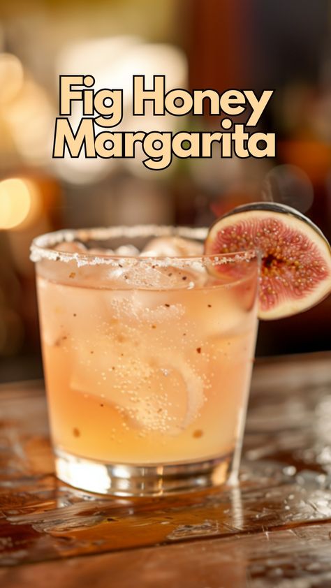 Fig Honey Margarita Tequila Winter Cocktails, Honey Margarita, Unique Margarita Recipes, Mythology Party, Gothic Dinner, Fig And Honey, Mexican Cocktail, Cocktails To Make At Home, Vacation Food