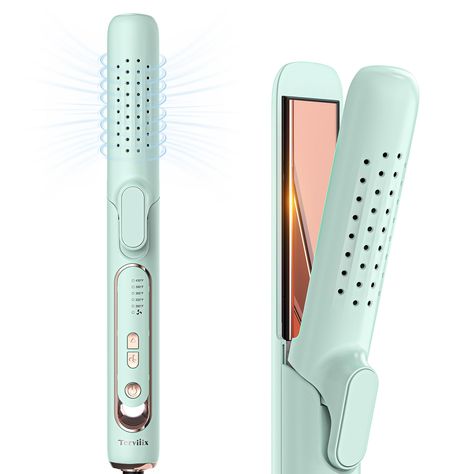 PRICES MAY VARY. 360° AIRFLOW TECHNOLOGY：Multiple independent cool air vents, continuously blowing air during the styling process ,which prevents scalding when in use, and at the same time with the plate heating, making the styling time is shorter but the effect is long-lasting. 2 IN 1 STRAIGHTENING & CURLING: Terviiix Airflow Styler features Straighten & Curl 2-in-1 technology for silky straight hair and voluminous curls. In addition, the cool air technology provides long-lasting hold and reduc Best Straightener, Brush Straightener, Styler Hair, Cordless Hair Straightener, Flat Irons Best, Titanium Flat Iron, Hair Steamers, Flat Iron Hair, Hair Straightener And Curler