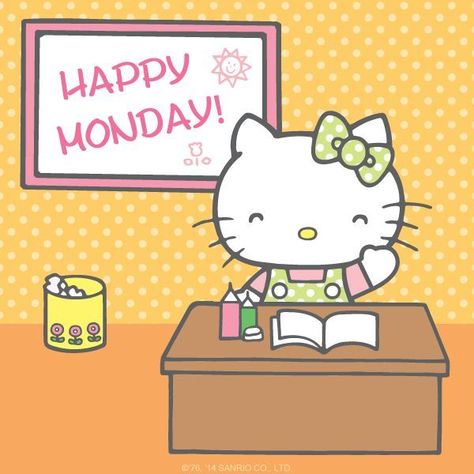 Happy Monday hello kitty monday good morning i hate mondays monday morning monday greeting monday comment Hello Kitty Studying, Happy Monday Pictures, Hello Kitty School, Monday Pictures, Kitty Images, Hello Kitty Art, Hello Kitty My Melody, Hello Kitty Pictures, Hello Kitty Plush