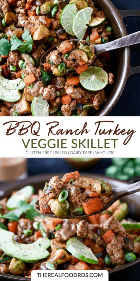 Turkey Veggie Skillet, Veggie Skillet, Gluten Free Turkey, Dairy Free Recipes Dinner, Whole30 Dinner Recipes, Whole30 Dinners, Dairy Free Dinner, Paleo Dinner, Whole 30 Recipes