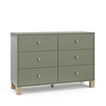 Introducing the Storkcraft California 6 Drawer Dresser. Organize your nursery or kids' bedroom in style with our modern, minimalist, stylish, and spacious California 6 Drawer Dresser. With its clean lines, stylish block feet, and sturdy construction, the California is sure to add a pop of style to your nursery or kids bedroom. For a worry-free assembly experience, the Californias drawer tracks are pre-installed to ensure a smooth-gliding drawer experience. The Californias versatile design makes Green Dresser Nursery, Light Green Dresser, Kids Room Dresser, Toddler Dresser, Nursery Dresser Decor, Nursery Mirror, Boho Nursery Girl, Drawer Tracks, Kids Dresser