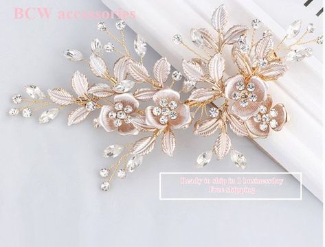 Rose gold, Champagne color,bridal hair clip, wedding hair accessory, bridal hair piece,Rose gold hair piece, Rose gold hair accessory Champagne Wedding Colors, Veil Comb, Hair Ornaments Wedding, Pearl Wedding Jewelry, Wedding Hair Pin, Autumn Hair Accessories, Bride Hair Jewelry, Gold Hair Comb, Jewelry Rose Gold