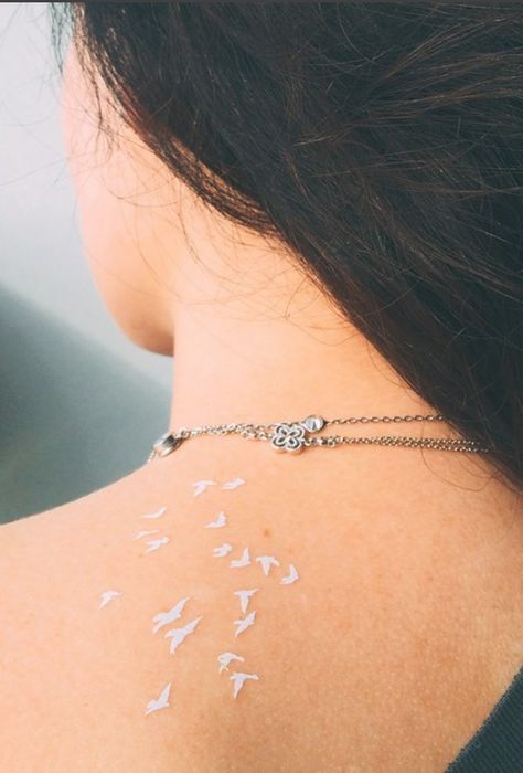 White Tattoo On Light Skin, Cool White Tattoos, White Tatoos Ideas, Tattoo Ideas White Ink, Tattoo White Ink, White Tattoo Ideas, White Bird Tattoos, White Ink Tattoos, Black Light Tattoo