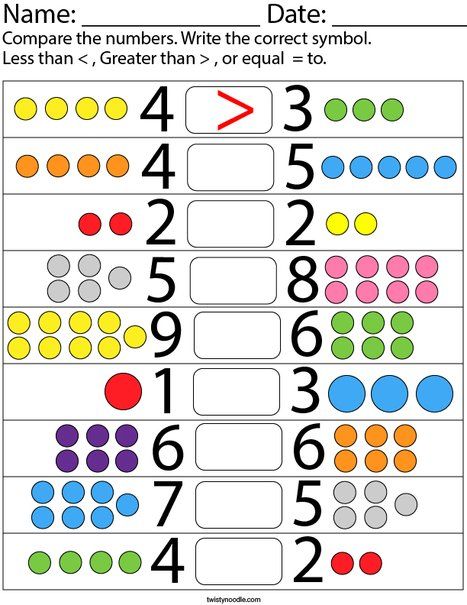 Comparing one-digit numbers Math Worksheet - Twisty Noodle Addition Activity For Preschool, Maths Activities For Kindergarten, Circle The Bigger Number Worksheet, Worksheet Math For Kindergarten, Back To School Math Activities Preschool, Montessori Activity For Kids, Math For Kids Worksheets, Maths Worksheet For Kindergarten, Maths For Kindergarten