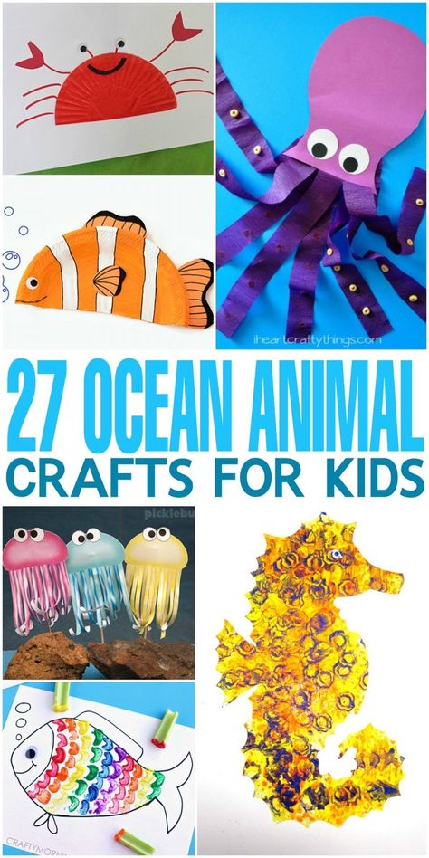 27 ocean animal crafts for kids! From octopus to fish, starfish to crab there are so many great sea creatures! Perfect for a summer or ocean unit with kids! #oceancrafts #anmialthemedactivities #animalcrafts Ocean Animal Crafts, Under The Sea Crafts, Life Under The Sea, Sea Crafts, Under The Sea Theme, Ocean Crafts, Animal Crafts For Kids, Sea Theme, Beach Crafts