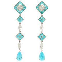 Shoulder Duster Earrings, Duster Earrings, Brilliant Cut Diamond Ring, The Bling Ring, Tourmaline Earrings, Paraiba Tourmaline, Earrings Diy, Diamond Jewelry Designs, Tourmaline Jewelry