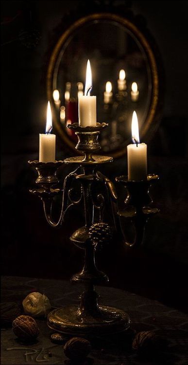 Gothic Candles, Three Candles, Aesthetic Candles, Candle Aesthetic, Gothic Aesthetic, Arte Obscura, Samhain, A Mirror, Diy Candles