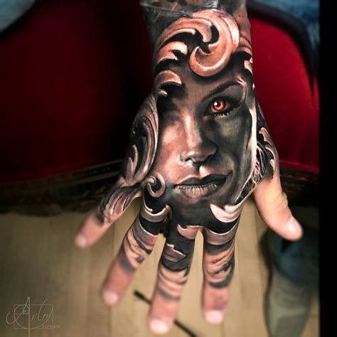 Arlo Tattoo, Arlo Dicristina, Fist Tattoo, Tattoo Ideas For Guys, Skull Hand Tattoo, Filigree Tattoo, Girl Face Tattoo, Evil Tattoos, Hand And Finger Tattoos