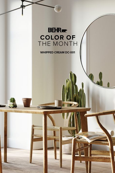 Boost the brightness in your space with our March Color of the Month, Whipped Cream. This versatile hue creates a neutral background so furniture and décor can shine. Behr Paint Living Room, Cream Paint Colors, March Colors, Painting Hacks, Behr Colors, Light Blue Paints, Color Of The Month, Behr Paint Colors, Paint Palettes