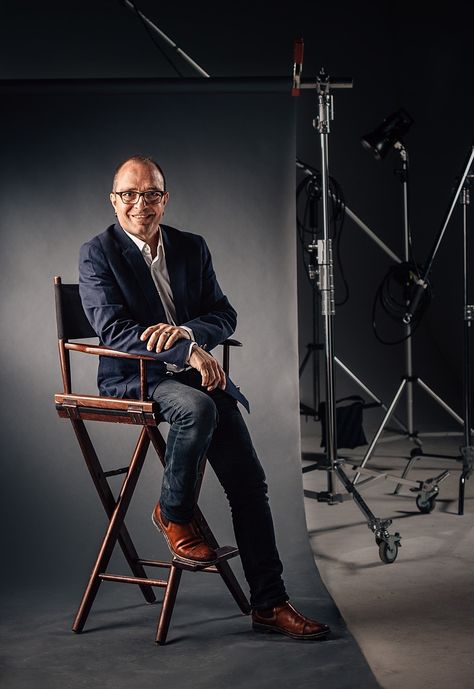 Film Director Photoshoot, Directors Chair Photoshoot, Director Photoshoot, Cinema Photoshoot, Chair Photoshoot, Creative Headshots, Director Chair, Photos With Dog, Directors Chair