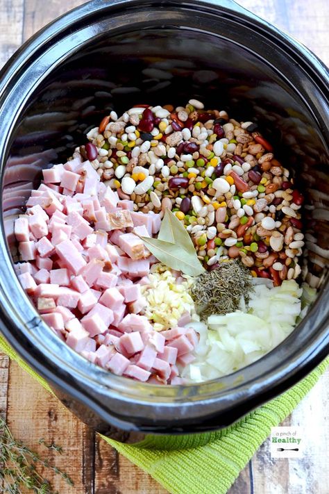 Ham And 15 Bean Soup, 15 Bean Soup With Ham, Bean Soup Crockpot, Bean Soup With Ham, Soup With Ham, 15 Bean Soup, Slow Cooker Ham, Ham And Beans, Ham And Bean Soup