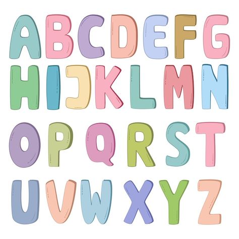 Pastel Letters Printable, Abc Letters Design, Alphabet Printables Letters, Goodnotes Fonts, Digital Stationary, Letters Template, Kawaii Printables, Alphabet Capital Letters, Alphabet Sticker