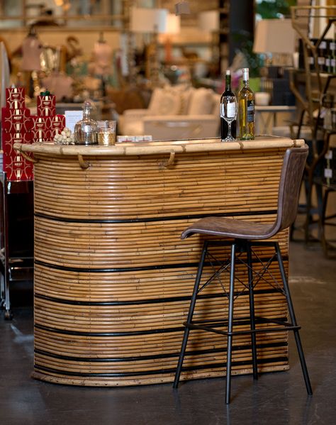 Rattan and #bamboo bar #Houston #Mecox #interiordesign #home #decor #design #MecoxGardens Bamboo Bar Counter, Bamboo Counter, Rattan Bar, Bamboo Bar, Bar Stool Seats, Buffet Restaurant, Leather Counter Stools, Leather Stool, Bamboo Weaving