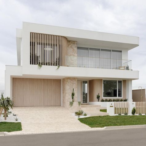 We’ve received so many questions about our HAAUS.5 facade so we thought we’d share a few of the details with you before next Sunday’s… | Instagram Beach Balcony Ideas, Kizimkazi Zanzibar, Modern Coastal Exterior, Split Level House Exterior, Coastal Home Exterior, Modern Coastal Home, Aluminium Cladding, House Cladding, Modern House Facades