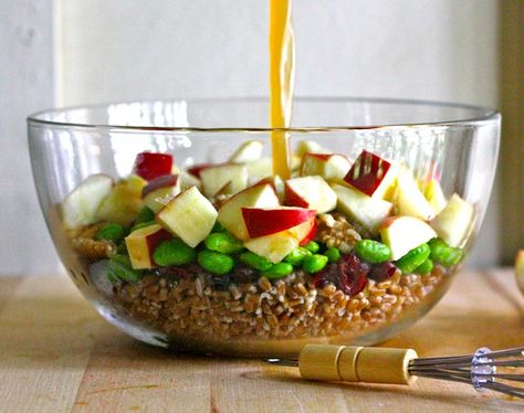 Salad With Apples And Cranberries, Wheat Berry Salad Recipes, Wheatberry Salad, Ancient Grains Salad, Wheat Berry Recipes, Apple Cranberry Salad, Wheat Berry Salad, Salad With Apples, Wheat Berry