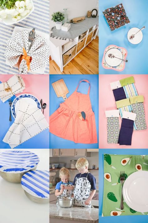 27 Kitchen Sewing Projects • Heather Handmade Sewing Kitchen Accessories, Sewing For Kitchen, Kitchen Sewing Ideas, Kitchen Sewing Projects, Household Sewing Projects, Sewing Tutorials For Beginners, Pioneer Woman Placemats, Simple Sewing Projects, Kitchen Sewing