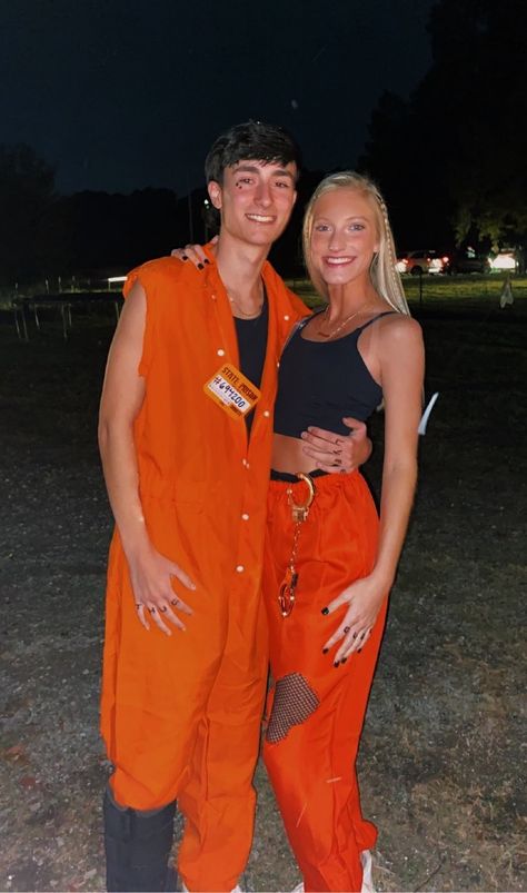 Prison Couple Costume, Halloween Inmate Costume, Couple Halloween Cop And Inmate, Cute Prisoner Costume Halloween, Couples Inmate Costume, Prisoner Women Costume, Couples Prisoner Costume, Cops And Prisoner Costume Group, Cop And Inmate Costume Best Friends