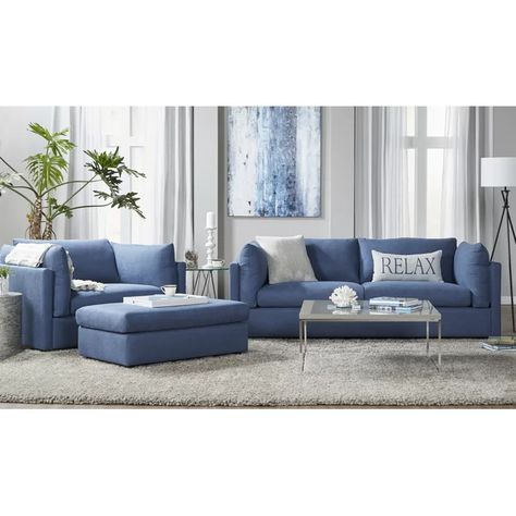 Cuddle Sofa, Cuddler Chair, Cuddle Chair, 3 Piece Living Room Set, 3 Piece Sofa, Chair And A Half, Couch Set, Blue Sofa, Sofa Living