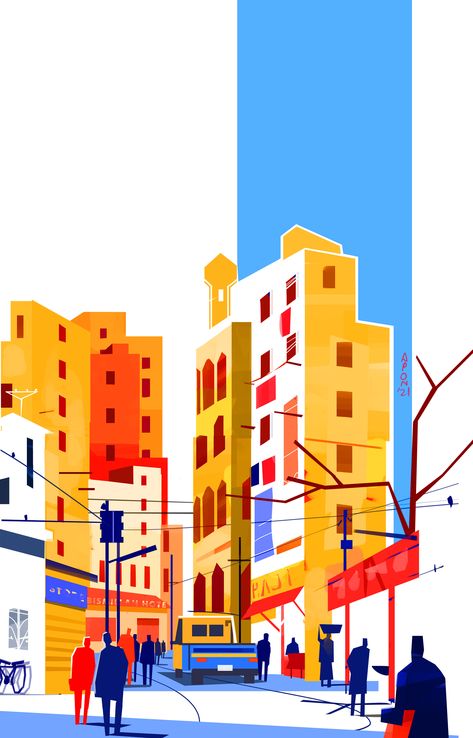 Dhaka City Illustration, Illustration Art Architecture, Urban Design Illustration, Digital Illustration Styles, Vector Illustration Background, Dhaka Illustration, City Illustration Design, City Background Illustration, City Landscape Illustration