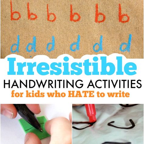 Irresistible handwriting activities that kids will love including sensory handwriting ideas, creative letter formation activities, and gross motor letter writing ideas.  Kids who hate to write will love these ideas! Handwriting Activities For Kids, Letter Formation Activities, Handwriting Ideas, Teaching Handwriting, Handwriting Activities, Occupational Therapy Activities, Handwriting Analysis, Improve Your Handwriting, Improve Handwriting