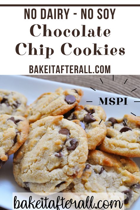 Soy Free Cookies, Dairy Free Deserts, Mspi Recipes, Dairy Free Chocolate Chip Cookies, Soy Free Desserts, Dairy Free Breastfeeding, Dairy Free Baking, Dairy Free Soy Free, Dairy Free Recipes Dinner