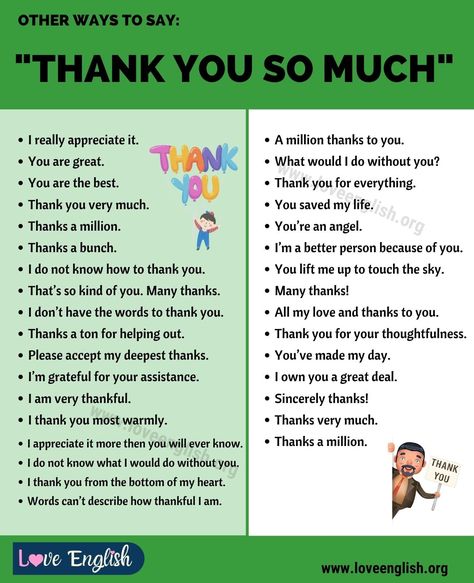 Thank You So Much: 33 Different Ways to Say "Thank You So Much" - Love English Business Writing Skills, Other Ways To Say, English Phrases Idioms, Learn English Grammar, Interesting English Words, Good Vocabulary Words, Good Vocabulary, English Language Teaching, English Writing Skills