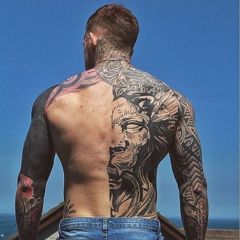 Back Tattoos For Guys Upper, Small Back Tattoos, Cool Back Tattoos, Upper Back Tattoos, Back Of Neck Tattoo, Tattoo Inspiration Men, Full Back Tattoos, Back Tattoos For Guys, Chest Tattoo Men