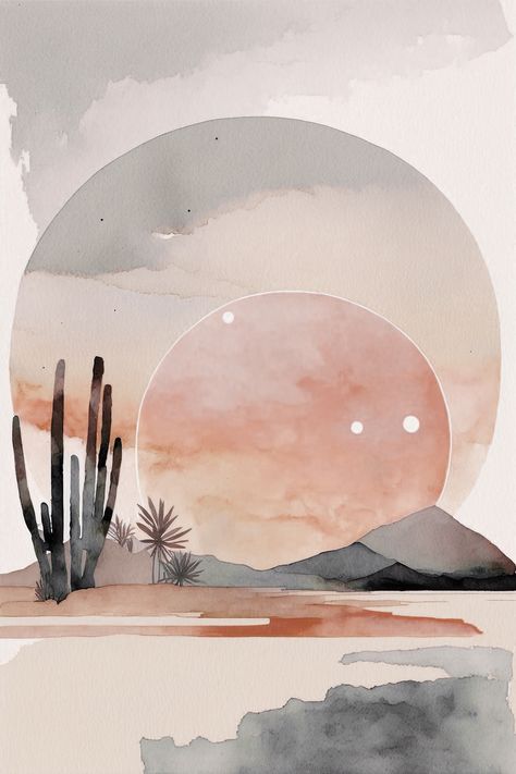 Boho sunset watercolor painting Watercolour Boho Art, Boho Watercolor Painting, Sunset Watercolor Painting, Lake With Mountains, Boho Sunset, Watercolour Drawings, Sunset Watercolor, Boho Watercolor, Boho Painting