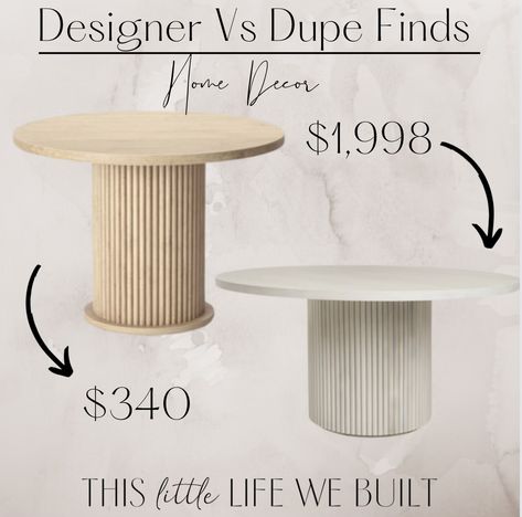 Home decor. Interior design. Round pedestal dining table. LTKHome. LTKSale. LTKFind. Designer vs. dupe finds. Round Transitional Dining Tables, Pedestal Base Dining Table, Area Rug For Round Dining Table, White Dining Table Round, Round Pedastle Dining Table, Fluted Pedestal Table, Fluted Round Dining Table, Diy Round Pedestal Dining Table, Pedestal Round Dining Table