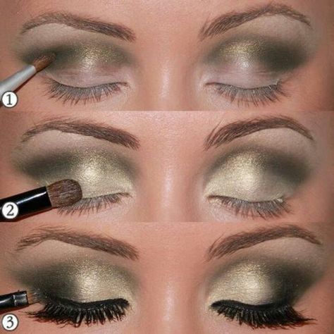 Olive green sage and a shinny creme color Trucco Smokey Eye, Green Smokey Eye, Make Up Inspiration, Beautiful Eye Makeup, Makijaż Smokey Eye, Makati, Smokey Eye Makeup, Makeup Tutorials, Eye Make