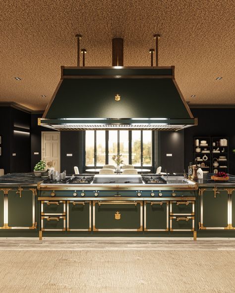 Black Emerald - Officine Gullo Gullo Kitchen, Elegant Kitchen Island, Officine Gullo, Luxury Kitchen Island, Restaurant Kitchen Design, Cooking Island, Kitchen Cost, Dome Structure, Fancy Kitchens