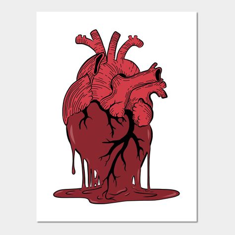 Heart Exploding Art, Melted Heart Drawing, Drawing Ideas Traditional, Ripped Out Heart, Heart Poster Design, Sacred Heart Drawing, Heart Biology, Heart Drawing Ideas, Anatomical Heart Drawing