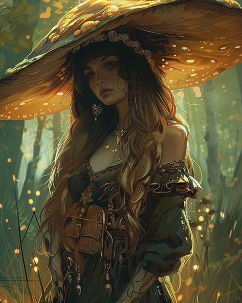 Dark fantasy mushroom witch in the forest. #darkfantasy #art #fantasy #dnd #dungeonsanddragons #witch #woman #beautiful #ai #midjourneyart #midjourney #aiart #nature #cottagecore #goblincore Druid Witch Costume, Dnd Witch Character, Female Druid Art, Female Druid Dnd, Druid Fantasy Art, Dnd Druid Female, Mushroom Druid, Witch In The Forest, Druid Cosplay