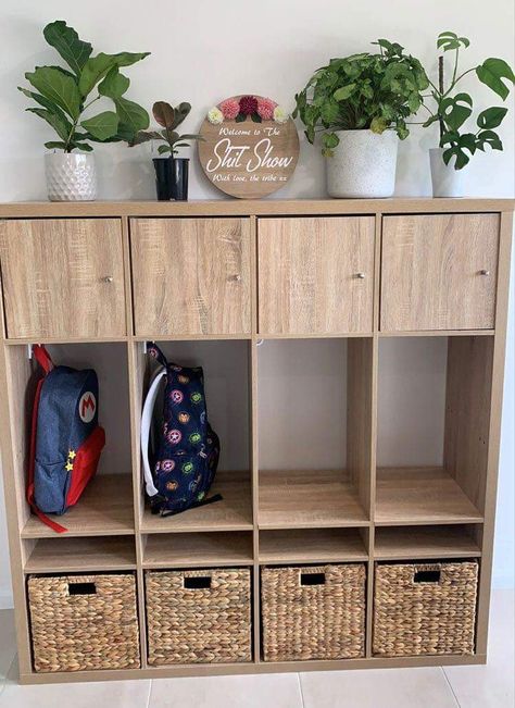 School Bag Station, School Bag Organization, School Bag Storage, Home Command Center, Kabinet Dapur, House Organisation, Ikea Hack Ideas, Ikea Furniture Hacks, Home Daycare