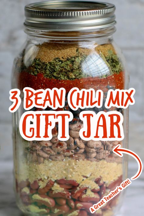 Diy Meal In A Jar, Five Bean Soup Mix In A Jar, Three Bean Chili Mix Gift Jar, Bean Soup Gift In A Jar, Chili Mix In A Jar, Chili In A Jar Recipe Dry Mixes, Mason Jar Gifts Soup, Homemade Dry Soup Mixes, Bean Soup In A Jar Recipe Dry Mixes