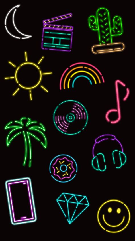 Neon Chalk Art, Neon Drawing Ideas, Neon Doodles, Neon Painting Ideas Easy, Neon Drawings, Neon On Black, Diy Black Light, Neon Illustration, Black And Grey Sleeve