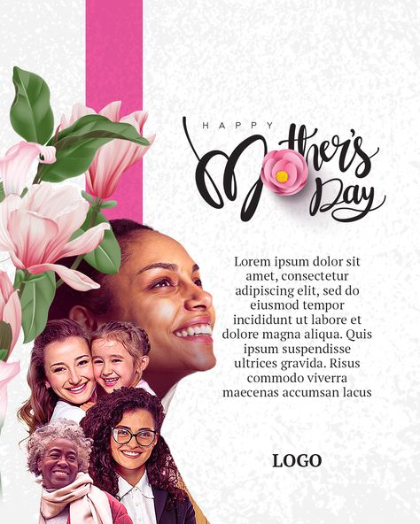 Free design template for your use Happy Mother’s Day Graphic Design, Mother Day Graphic Design, Creative Mothers Day Poster, Women Day Poster Design, Mothers Day Flyer Design, Mothers Day Poster Design, Mothers Day Advertising, Church Poster Ideas, Holiday Poster Design