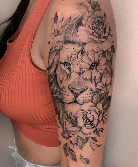 Tattoo After Care, Female Lion Tattoo, Lion Shoulder Tattoo, Inspo Tattoo, Mama Tattoo, Arm Sleeve Tattoos For Women, Lioness Tattoo, Lion Tattoo Sleeves, Hip Thigh Tattoos