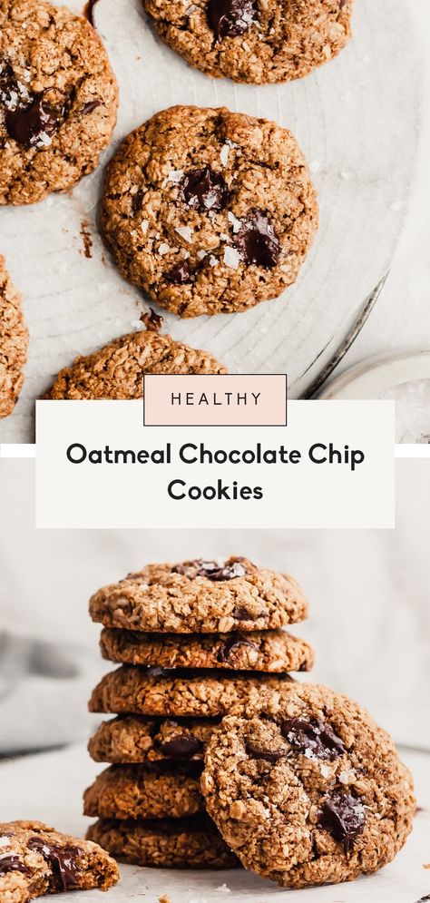 My very favorite healthy oatmeal chocolate chip cookies just so happen to be vegan and gluten free. This easy, healthy chocolate cookie recipe is perfect for lactating mamas or kids thanks to flax, oats and plenty of healthy fats. These chewy oatmeal chocolate chip cookies are outrageously delicious! #healthychocolatechipcookies #healthydessert #cookies #oatmelacookies Healthy Oatmeal Chocolate Chip Cookies, Gluten Free Oatmeal Chocolate Chip Cookies, Easy Healthy Cookies, Chocolate Chip Oatmeal Cookies Healthy, Chewy Oatmeal Chocolate Chip Cookies, Healthy Chocolate Cookies, Healthy Oatmeal Cookies, Healthy Chocolate Chip Cookies, Dairy Free Chocolate Chips