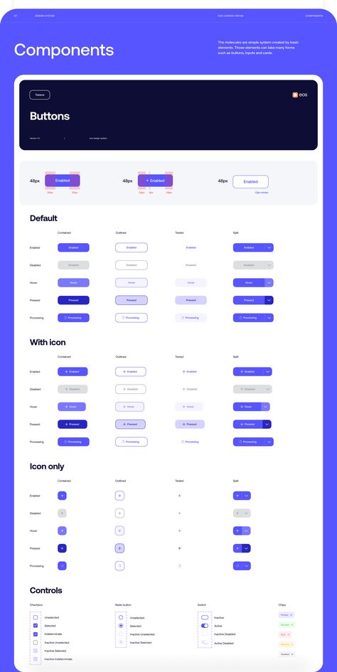 Eos Design System & UI-kit Library on Behance Ux Style Guide, Design System Website, Web Design System, Ux Design System, Gui Design Interface, Figma Design System, Ui Components Design, Design System Ui Kit, Design System Branding