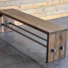 Walnut Bench Industrial Pipe Furniture, Vintage Industrial Design, Vintage Industrial Decor, Industrial Design Furniture, Vintage Industrial Furniture, Pipe Furniture, Industrial Interiors, Industrial Pipe, Diy Holz