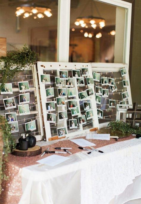 Picture Party Display, Wedding Shower Picture Display, Picture Display Ideas For Party Table, Picture Table Graduation Party, Open House Photo Displays, Guest Book Ideas For Graduation Party, Grad Table Ideas, Photo Display For Graduation Party, Graduation Sign In Ideas Guest Books