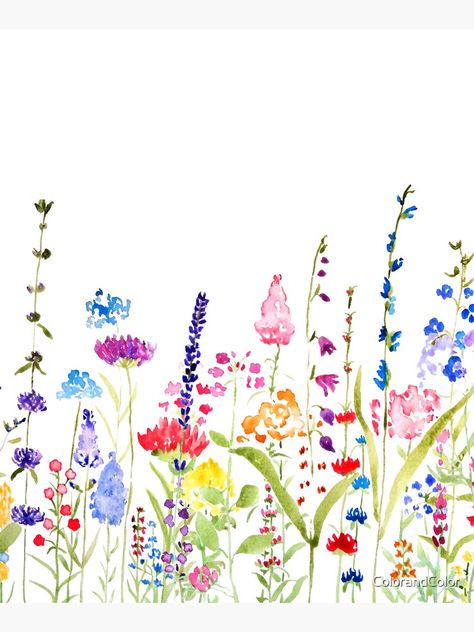 Wild Flowers Background, Wild Flower Painting Simple, Wild Flower Painting, Wild Flower Field, Wildflower Painting, Wildflower Drawing, Wildflower Watercolor, Whimsical Art Paintings, Wildflower Paintings