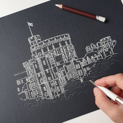 𝗔𝗿𝘁 & 𝗜𝗹𝗹𝘂𝘀𝘁𝗿𝗮𝘁𝗶𝗼𝗻 𝗯𝘆 𝗗𝗲𝗺𝗶 on Instagram: “This little picture took 1.5 hours to draw. I'm enjoying working on these simple line drawings using white gel pen, it's gratifying to get…” White Gel Pen Art, Gel Pen Art, Incredible Artwork, Simple Line Drawings, White Gel Pen, Line Drawings, Pen Art, Art References, 5 Hours