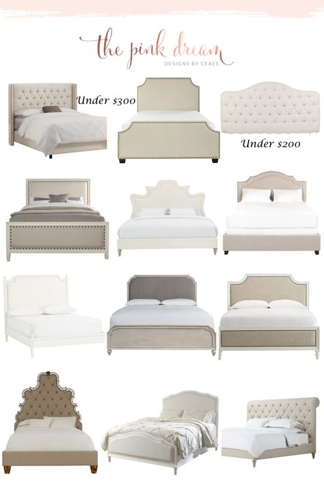 Beds and Upholstered Headboards Roundup. queen headboard, king size headboard, bed headboards, queen bed frame with headboard, queen size headboard, decorating a bed, pretty beds, tufted headboard bedroom, upholstered bed, upholstered headboards, bedroom, bed headboards, king upholstered bed, king size bed master bedrooms, upholstered headboard ideas Bed Queen Size Ideas, Queen Size Beds Ideas, King Size Bed Designs Head Boards, Bed Frame Pretty, Master Bed Upholstered Headboard, High Back Headboard Beds, Bed Ideas With Headboard, Big Bed Headboard, Tufted Upholstered Bed Frame