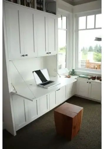 Murphy Table, Murphy Desk, Laundry Cabinet, Murphy Bed Ikea, Murphy Bed Plans, Built In Cabinet, Desk Inspiration, Table Office, Basement Design Ideas